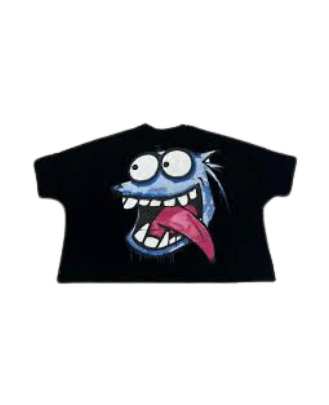 Shark Face Cropped Tee Black