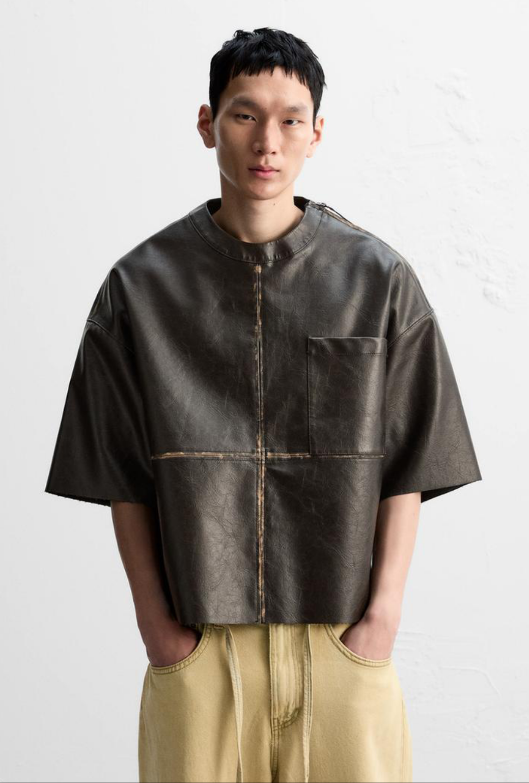 Zara Leather Cropped Shirt