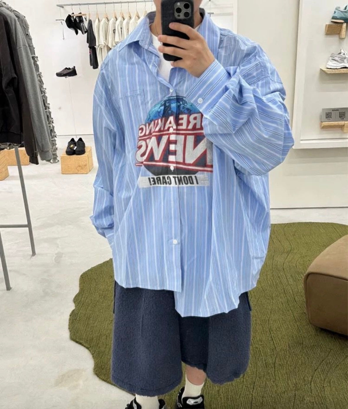 Blue Breaking News Long Sleeve Shirt