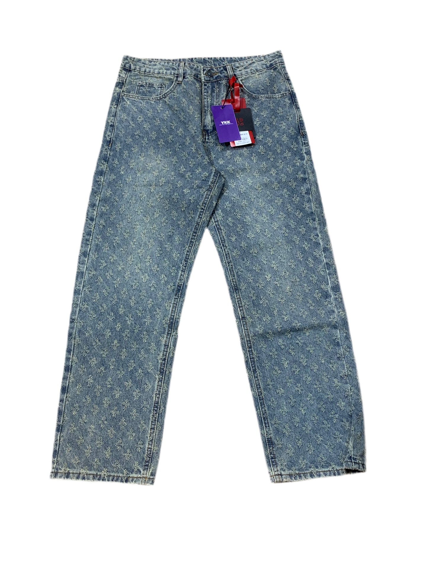 Relaxed Jacquard Washed Denim Jeans