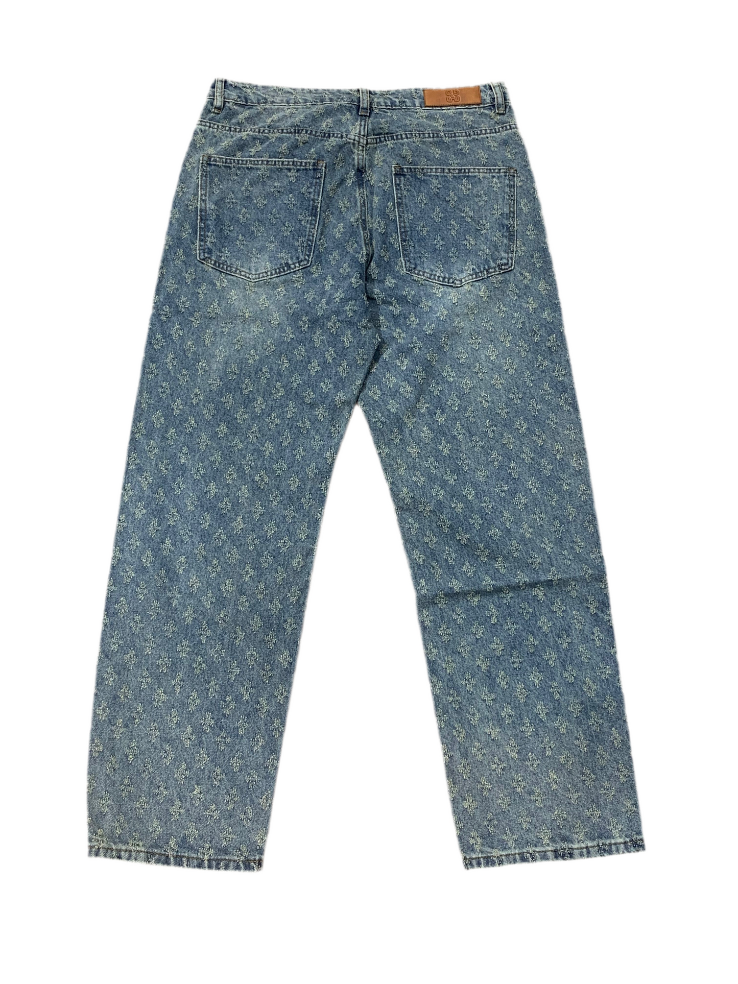 Relaxed Jacquard Washed Denim Jeans