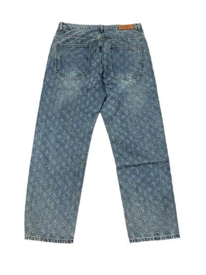 Relaxed Jacquard Washed Denim Jeans