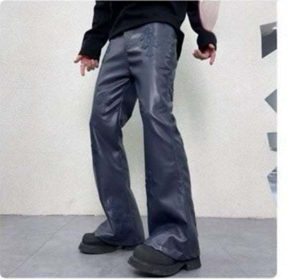 Giavceye Cross Patched Leather Pants