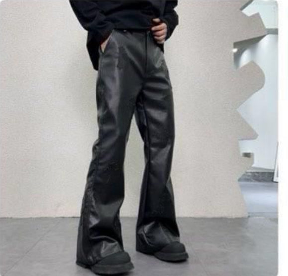 Giavceye Cross Patched Leather Pants
