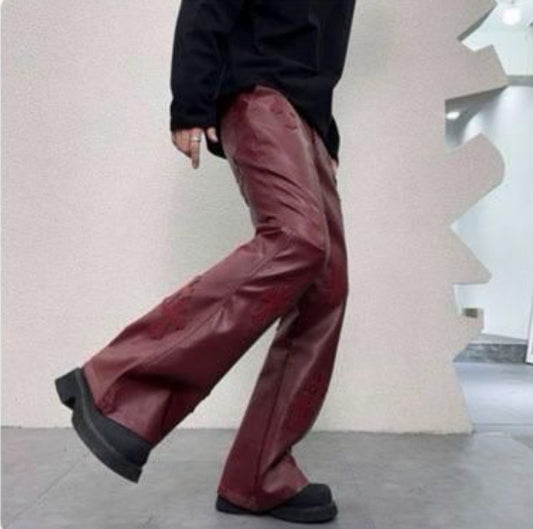 Giavceye Cross Patched Leather Pants