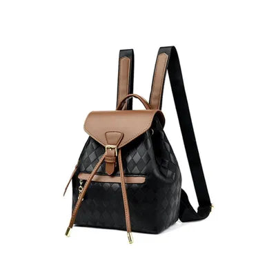 Womens Rhombus Imprinted PU Leather Backpack